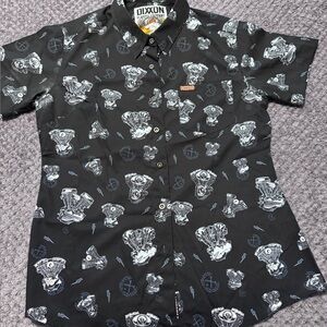 DIXXON Women’s  Black Shirt with White Engine Design